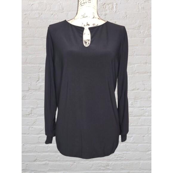 Joseph Ribkoff Black Tunic Top Size 8 – Keyhole & Slit Sleeves - Picture 1 of 6